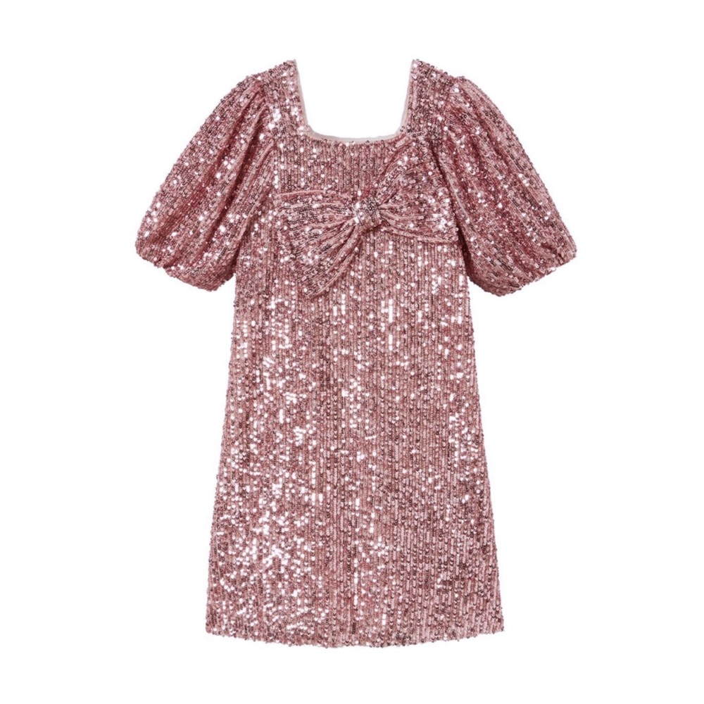 Zara girls sequin bow dress